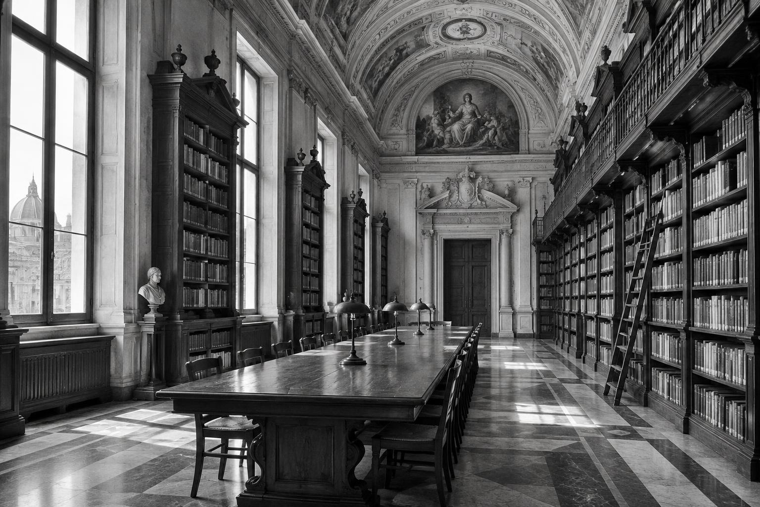 Biblioteca storica, immagine editoriale della tradizione universitaria